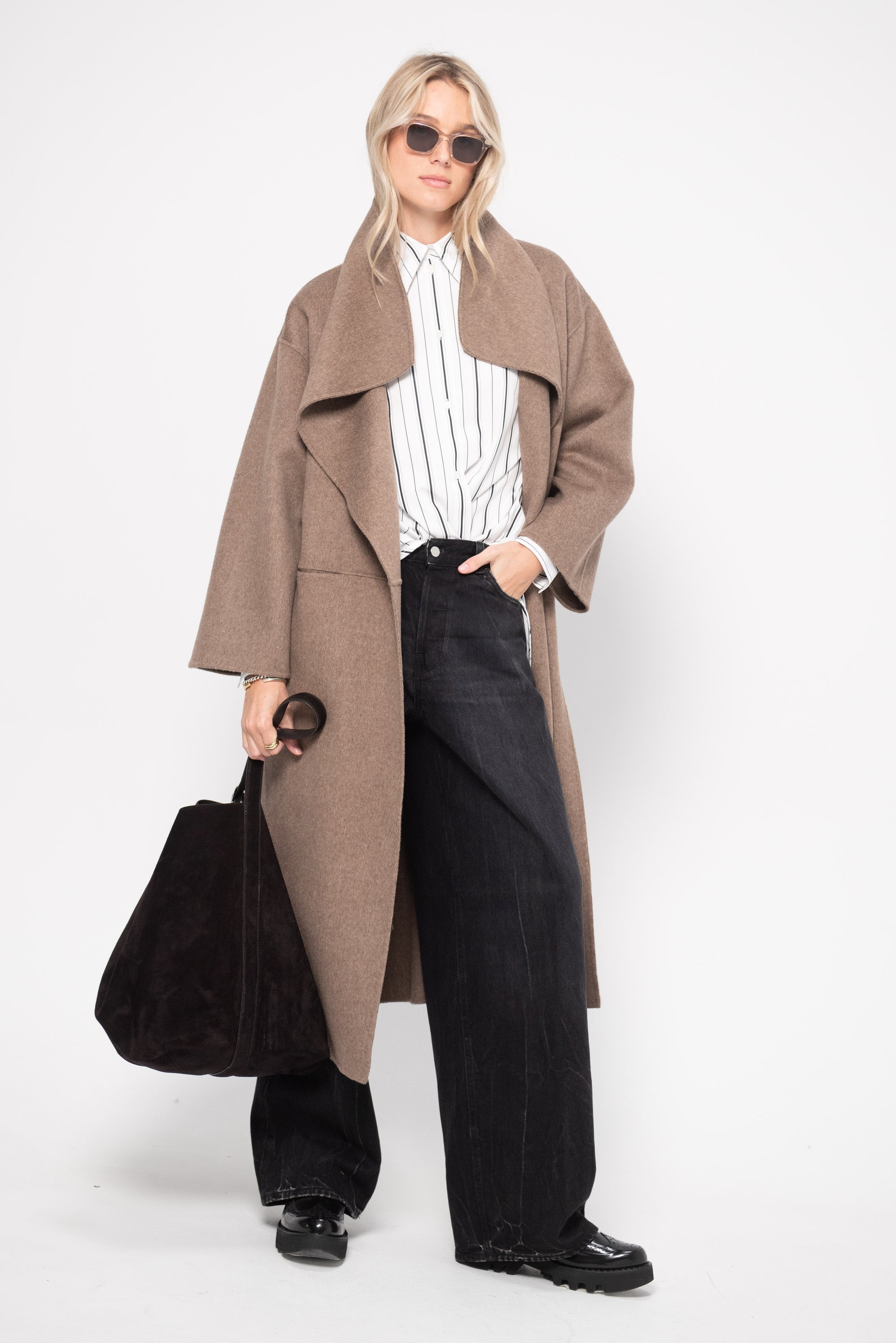 Kimono Sleeve Striped Shirt, White &amp; Black