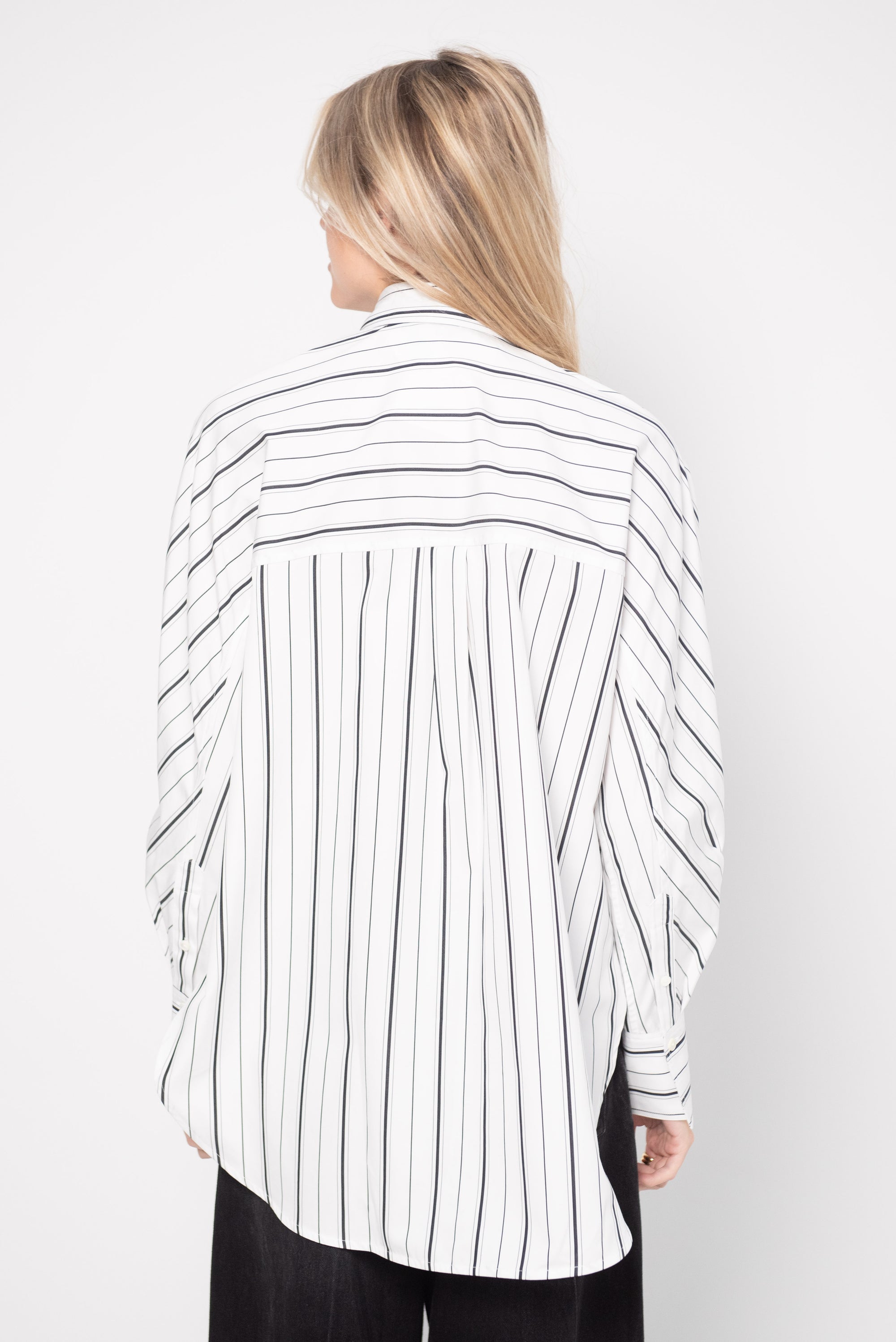 Kimono Sleeve Striped Shirt, White &amp; Black