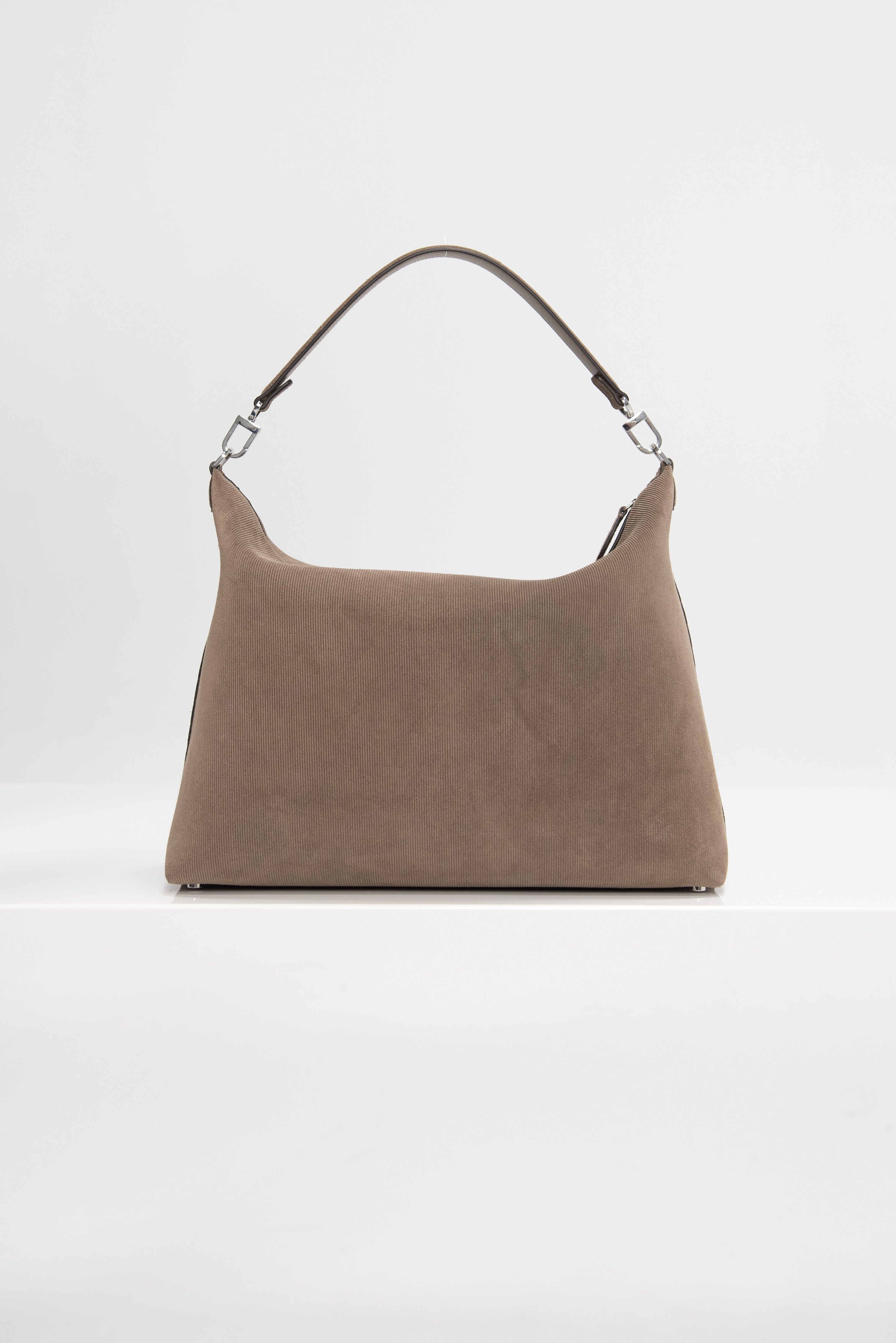 Medium Bevel Cord-Suede Bag, Dark Taupe – Kick Pleat