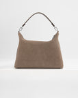 Medium Bevel Cord-Suede Bag, Dark Taupe