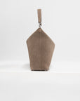 Medium Bevel Cord-Suede Bag, Dark Taupe