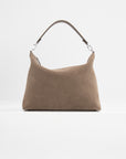 Medium Bevel Cord-Suede Bag, Dark Taupe