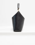 Med Bevel Grained-Leather Bag, Black
