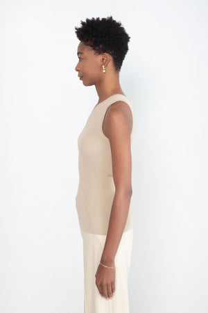 Totême - One-Shoulder Ribbed Top, Overcast Beige