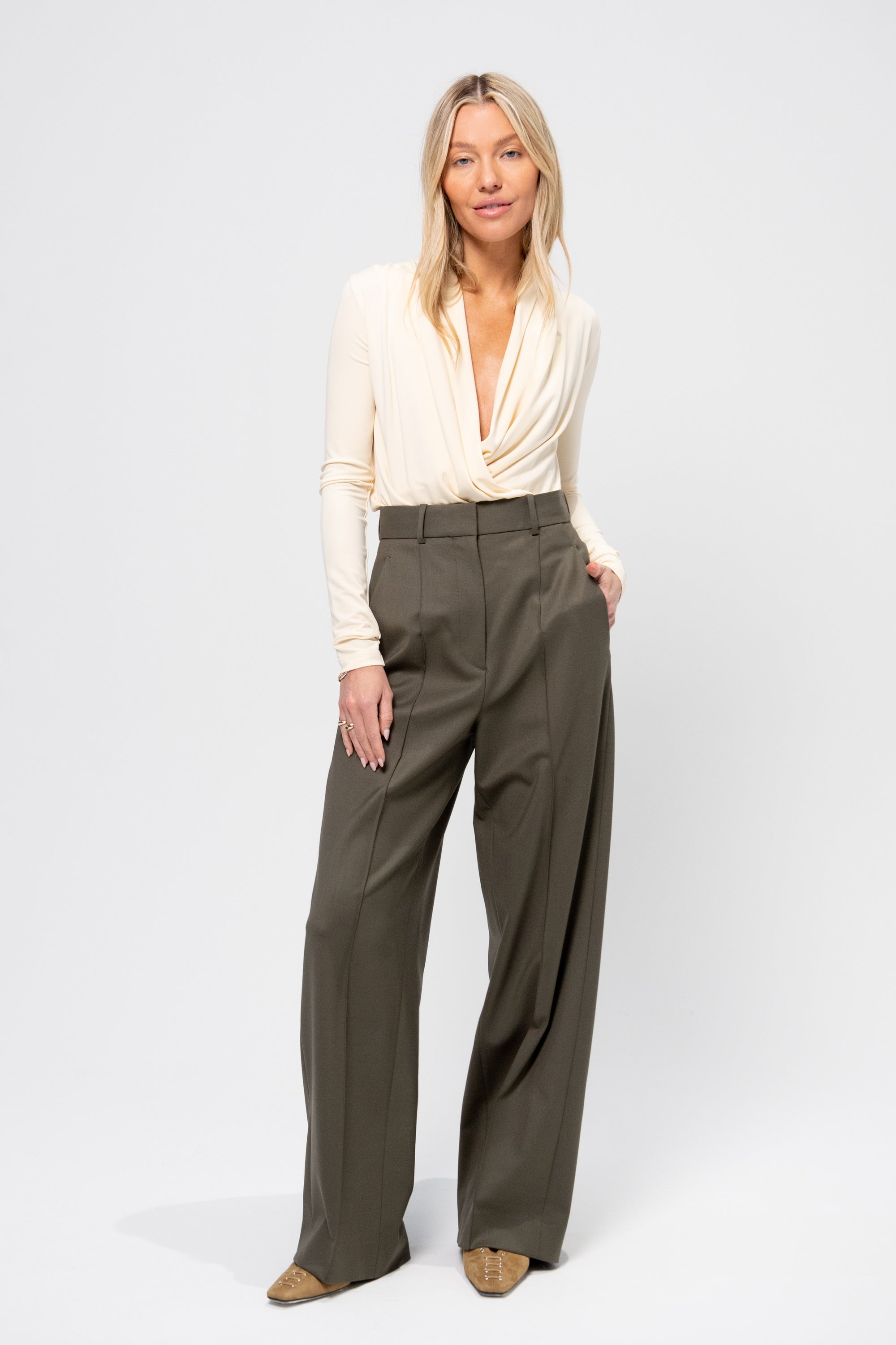 Overlapped Jersey Top, Ecru