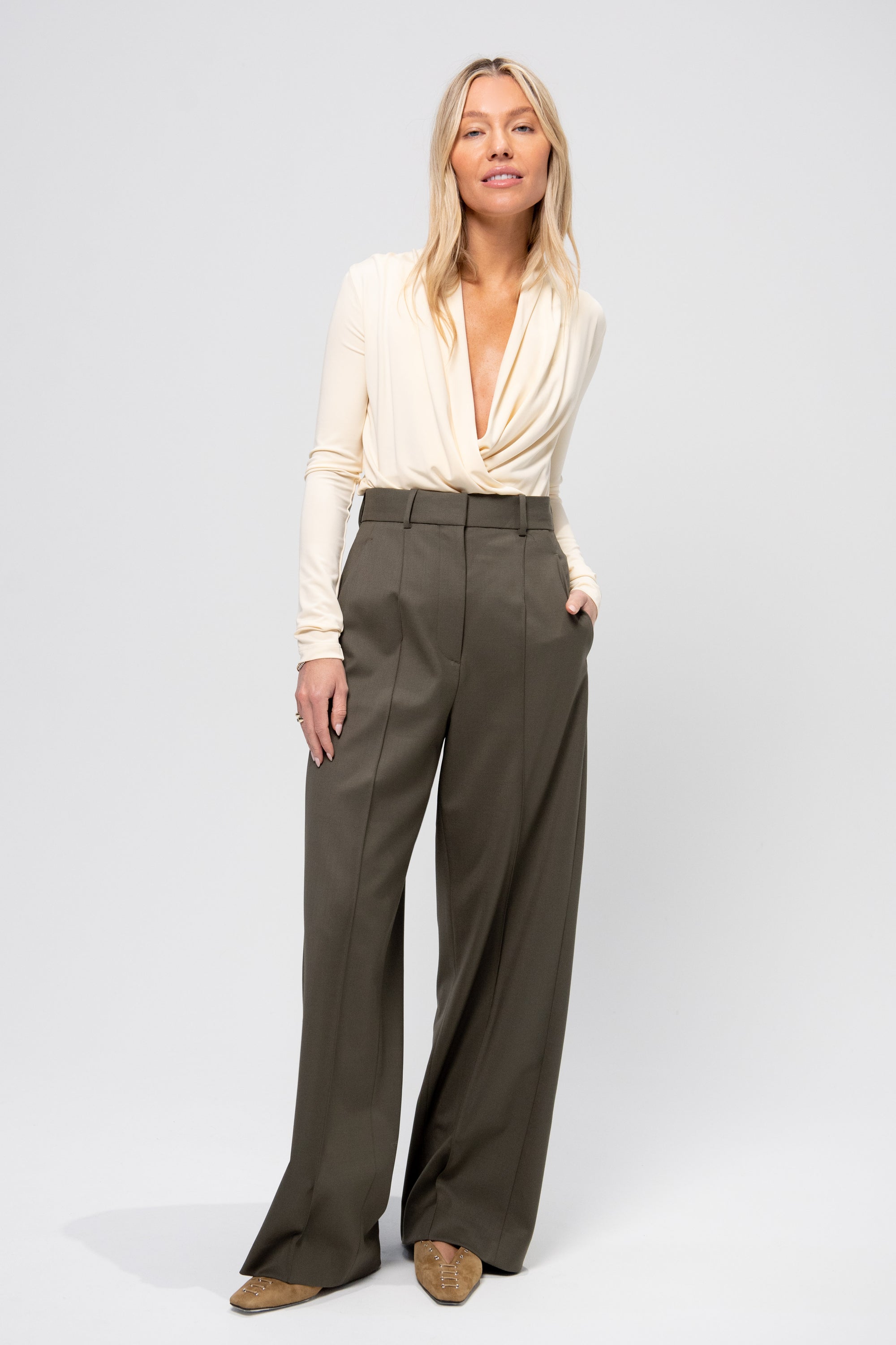 Overlapped Jersey Top, Ecru