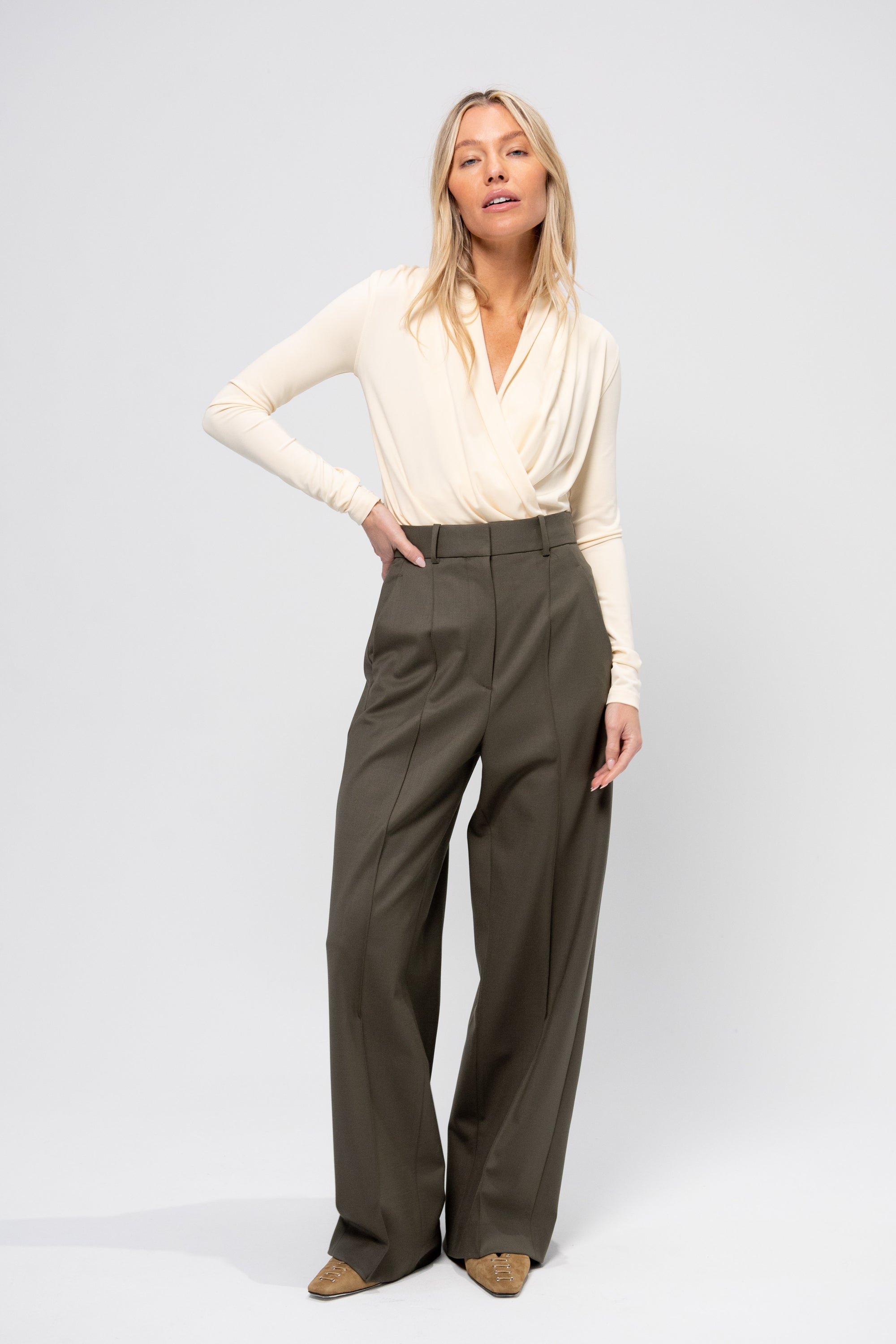 Overlapped Jersey Top, Ecru