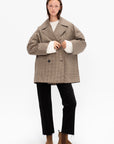 Oversized Herringbone Jacket, Beige & Black