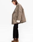 Oversized Herringbone Jacket, Beige & Black