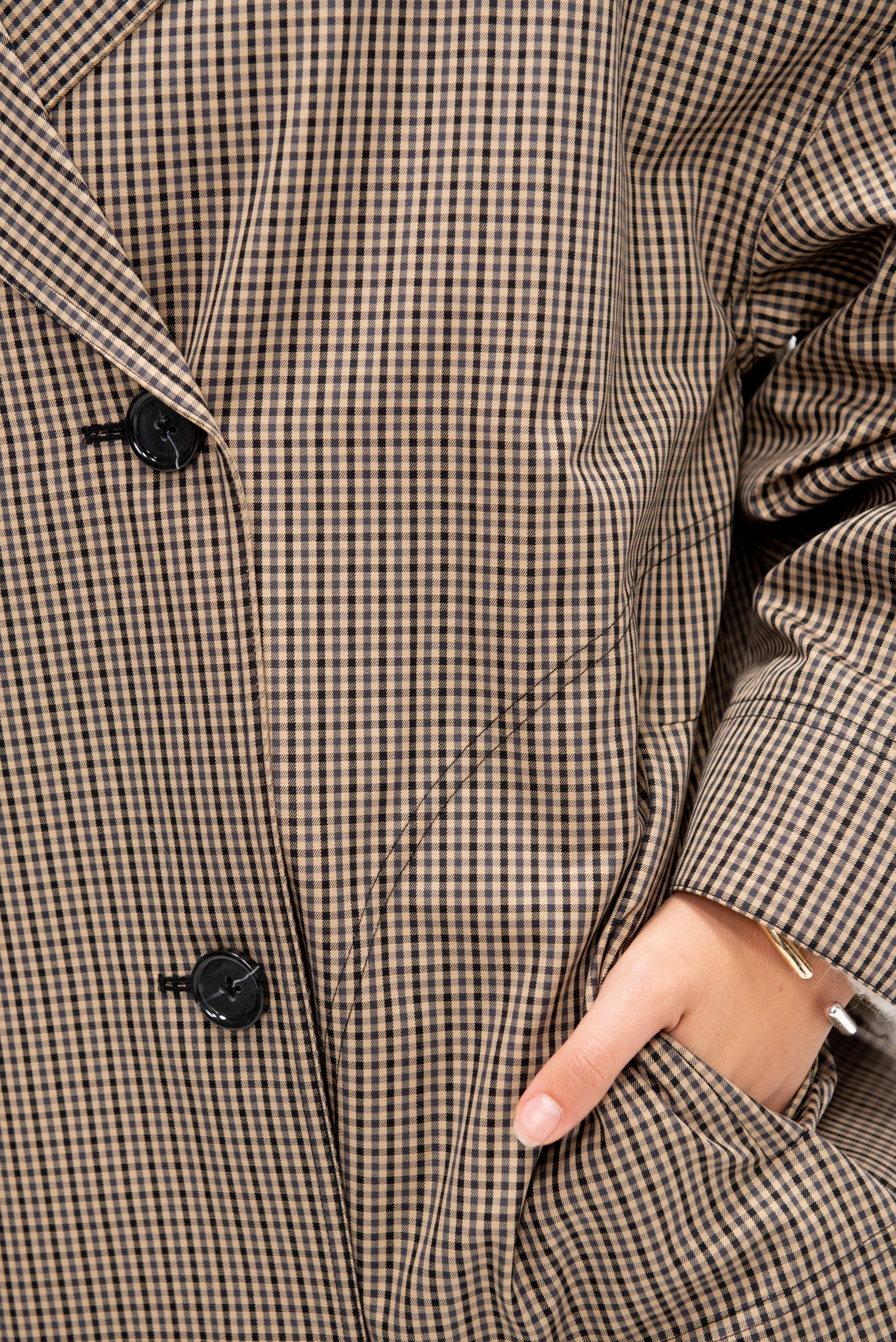 Oversized Herringbone Jacket, Beige &amp; Black