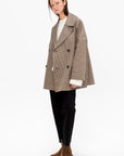 Oversized Herringbone Jacket, Beige & Black