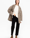 Oversized Herringbone Jacket, Beige & Black