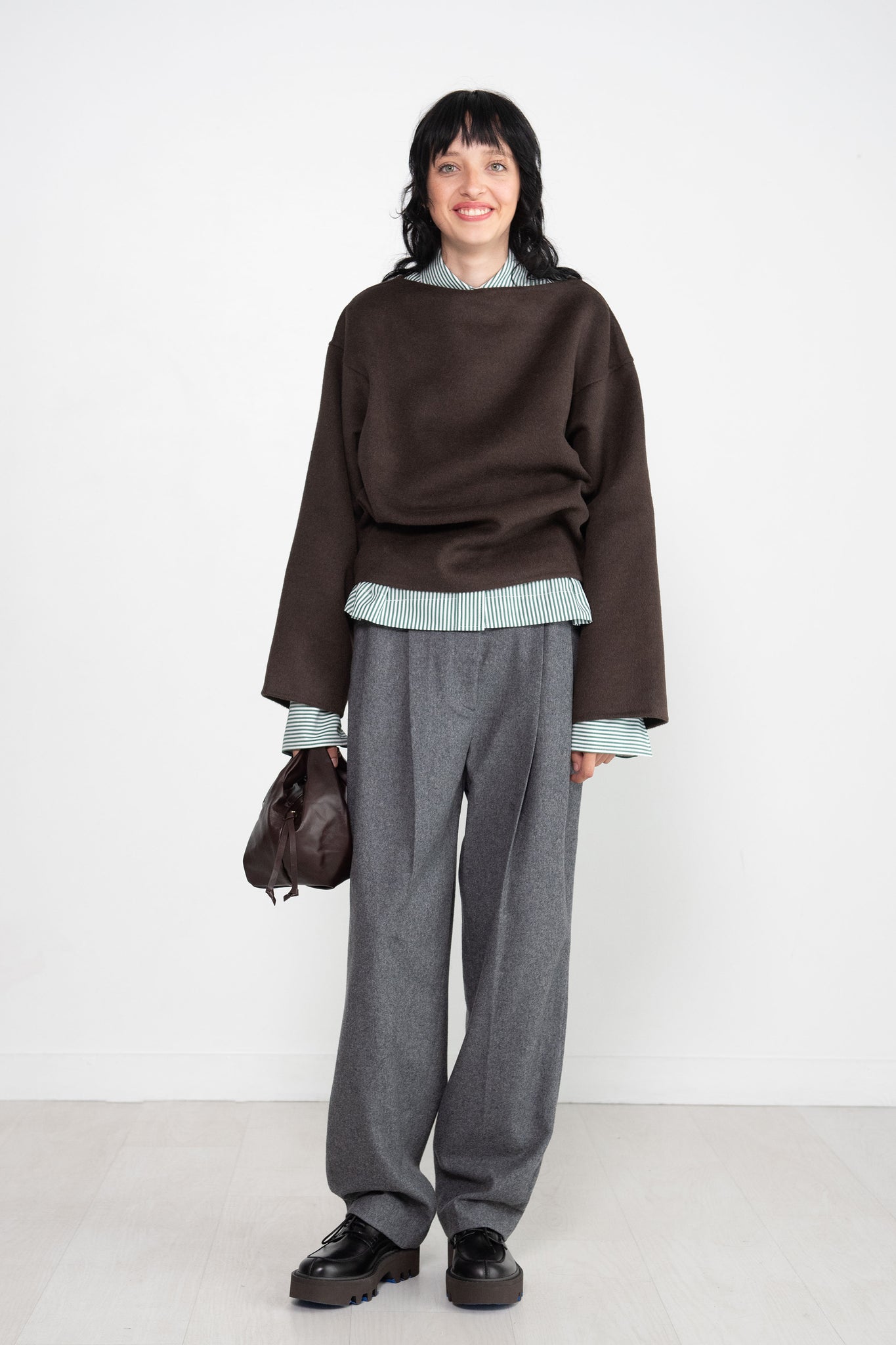 Totême - Doublé Wool Top, Chocolate Melange