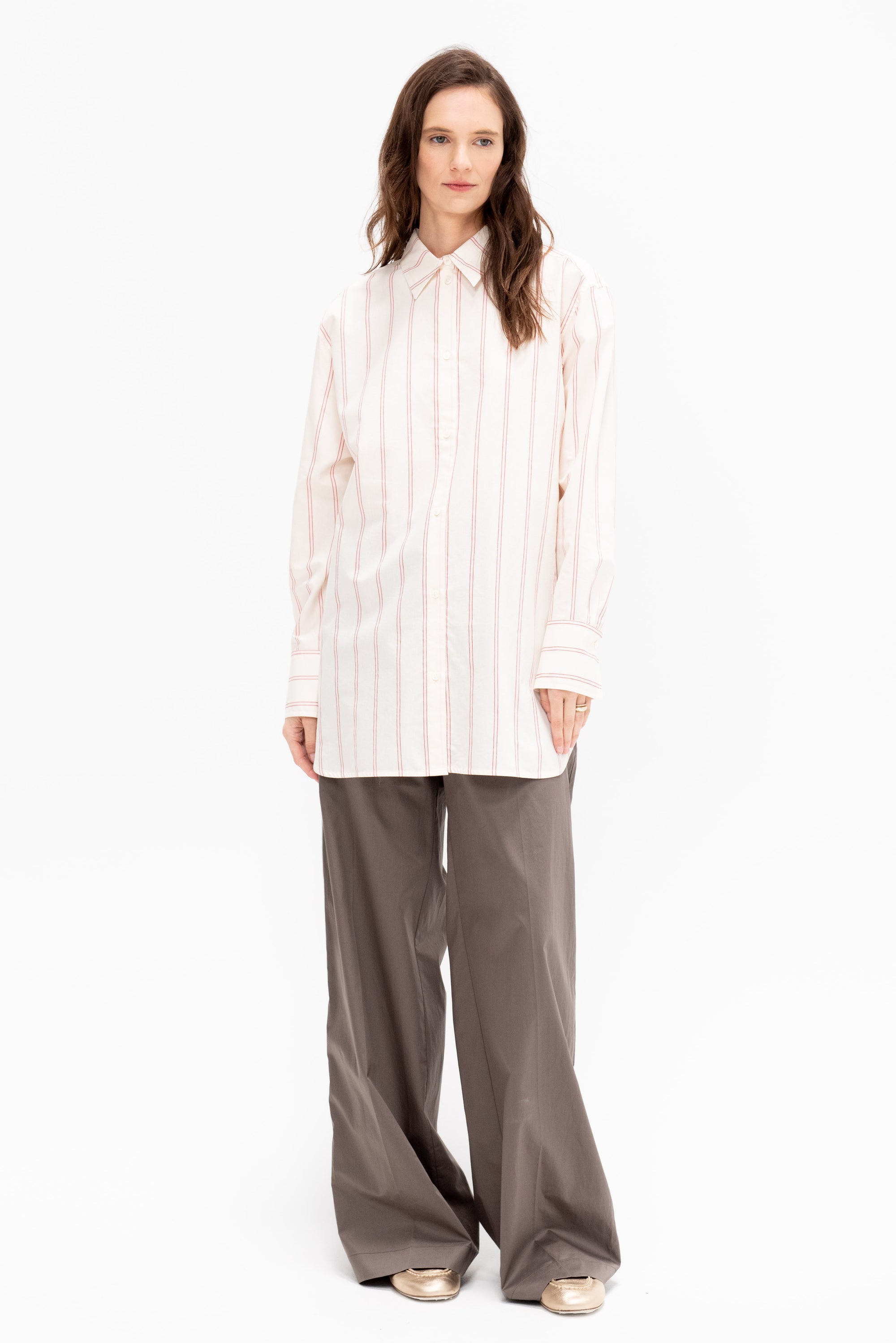 Relaxed Striped Shirt, Ecru Blossom