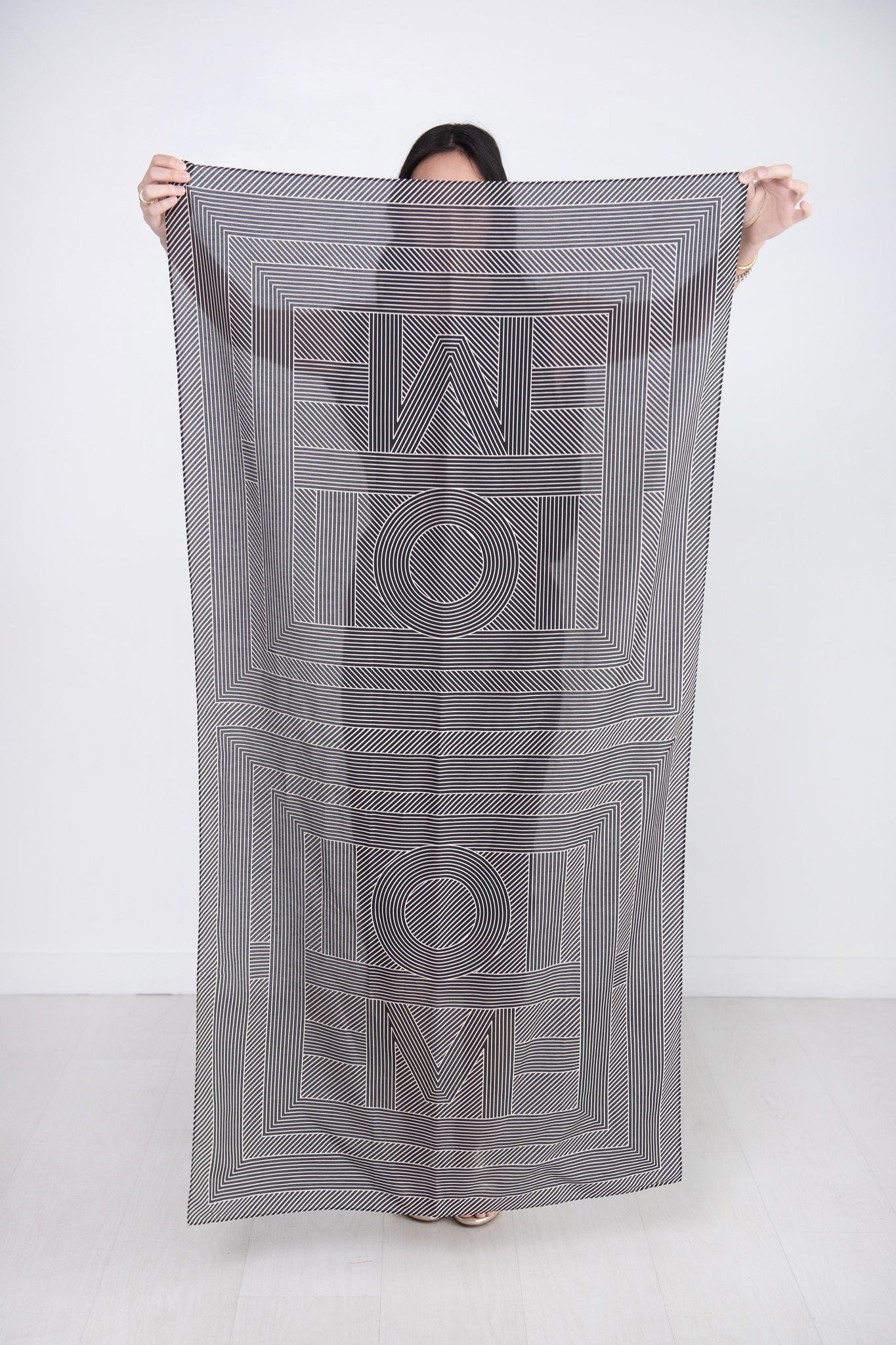 Totême - Striped Monogram Cotton Silk Sarong, Black