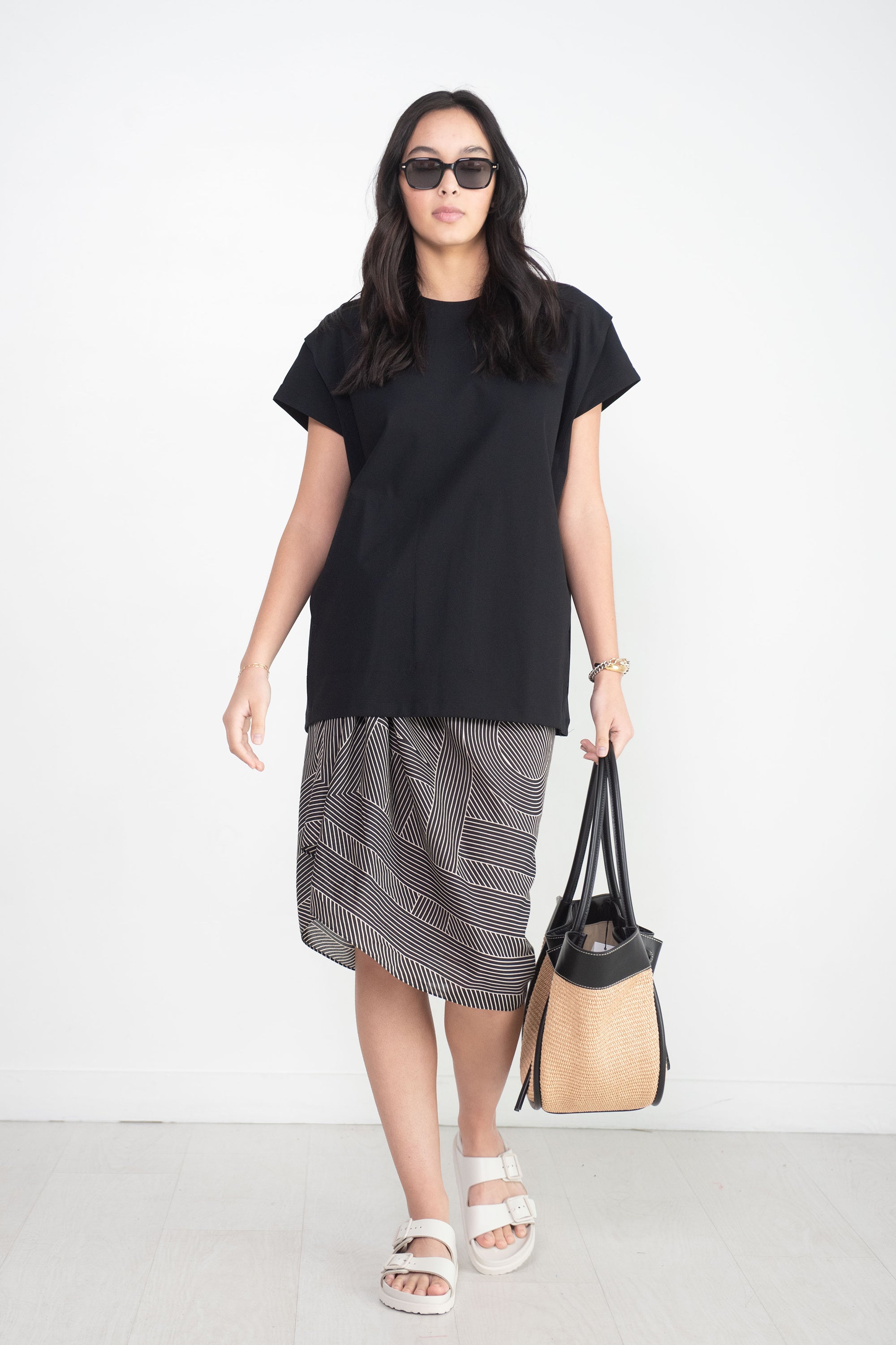 Toteme Striped Monogram Cotton Silk Sarong, Black – Kick Pleat