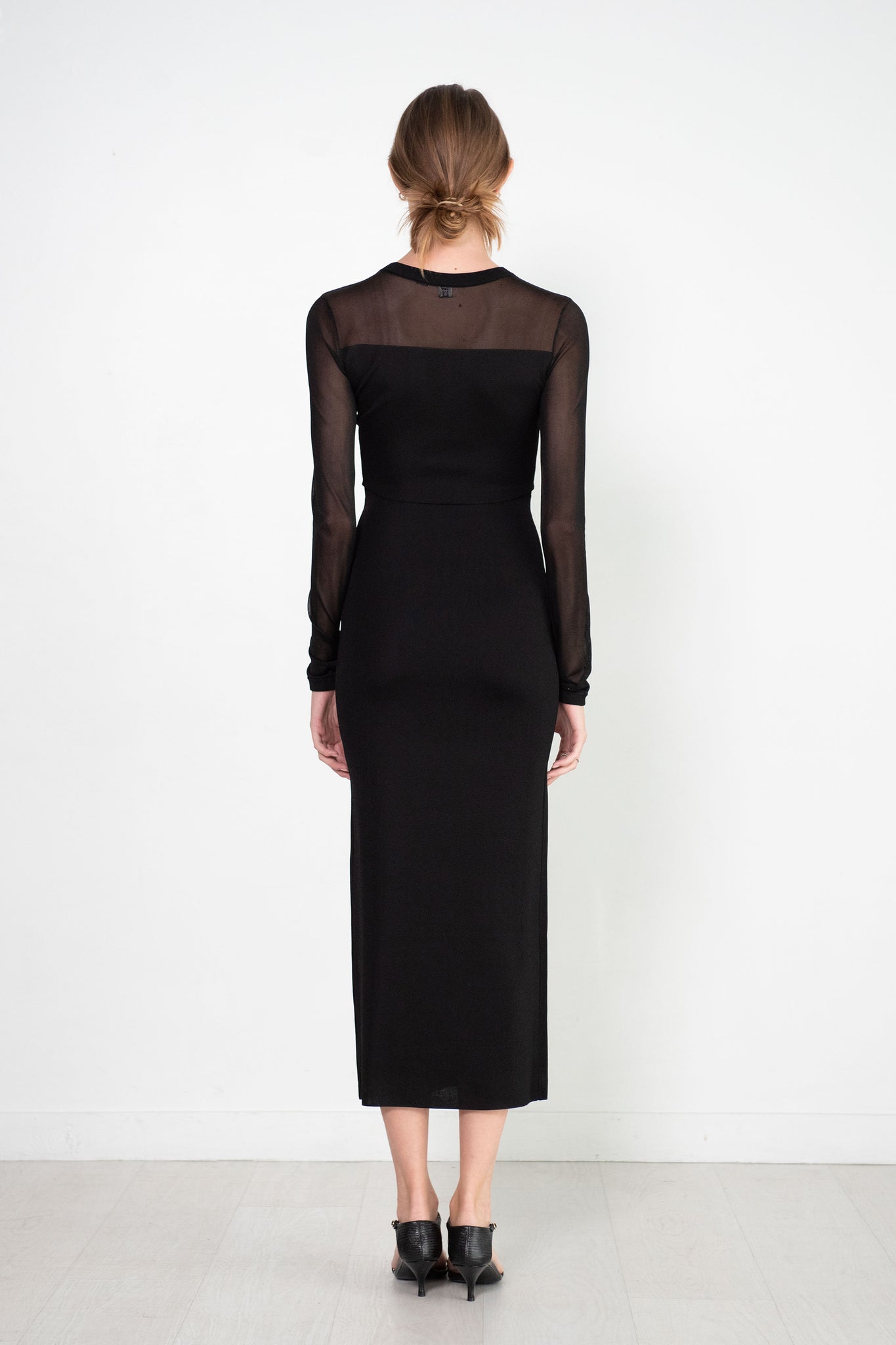 Toteme SemiSheer Knitted Cocktail Dress, Black Kick Pleat