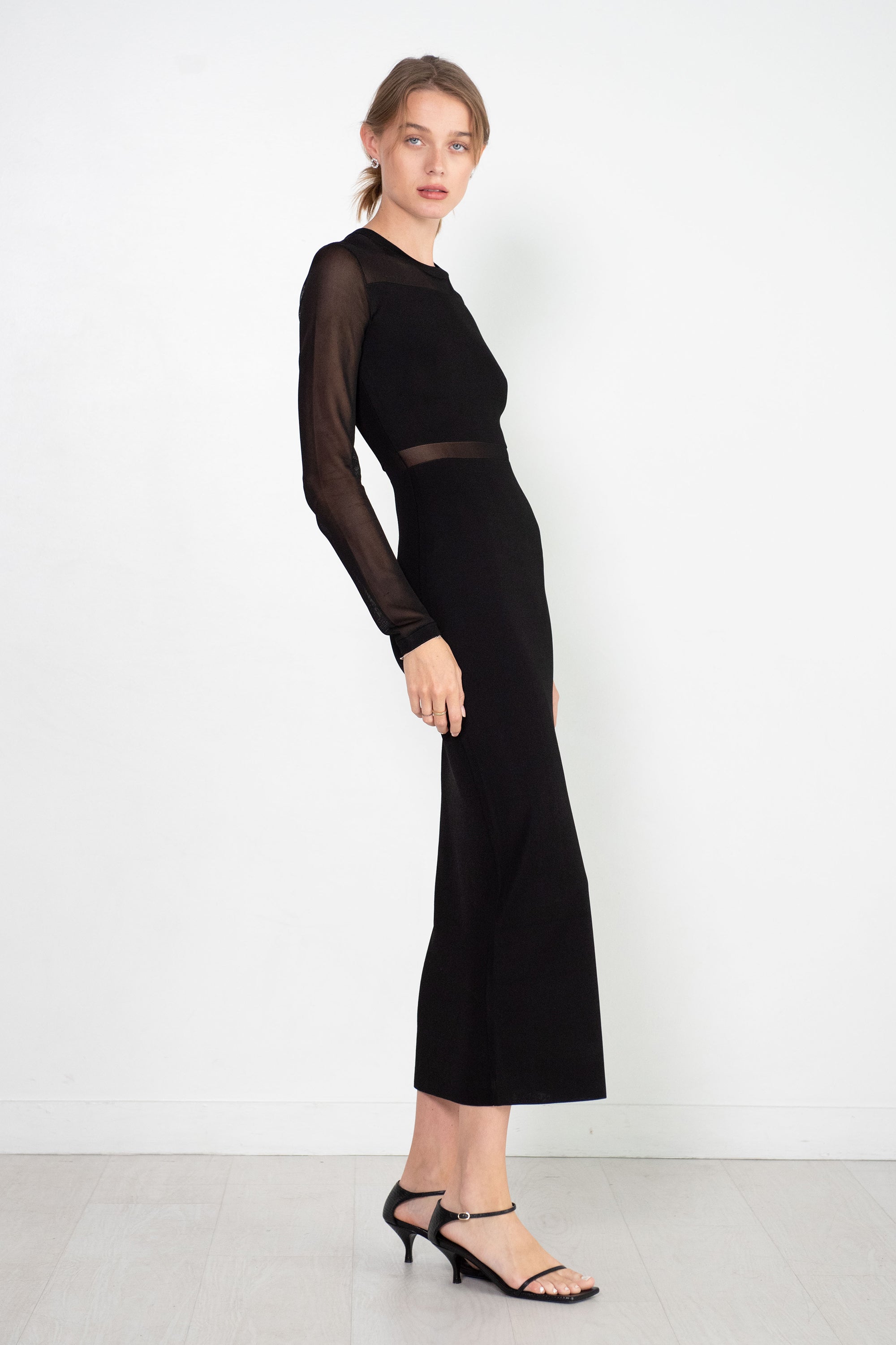 Semi-sheer knitted cocktail dress black – TOTEME