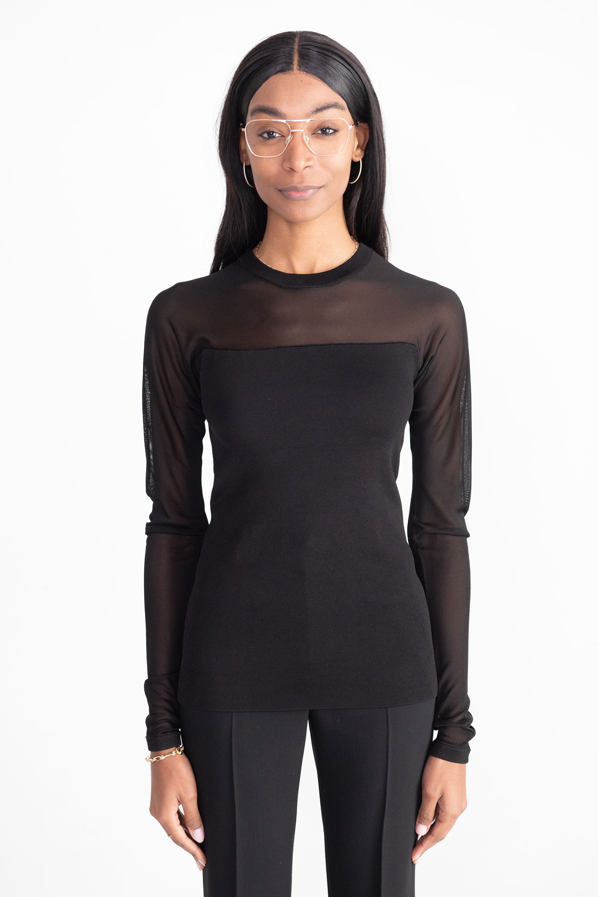 Toteme Semi Sheer Evening Top, Black – Kick Pleat