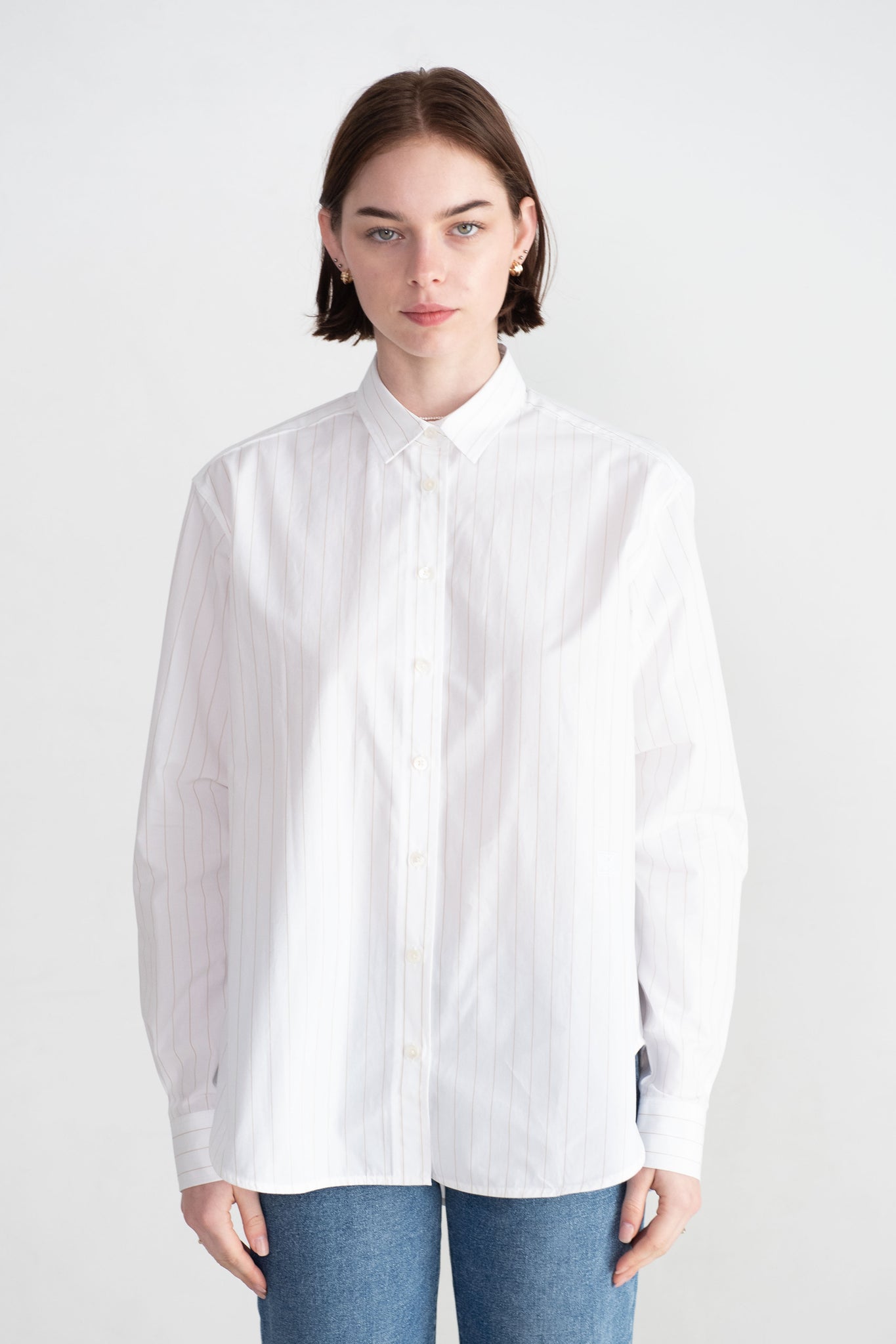 TOTEME - Signature Cotton Shirt, White & Ochre
