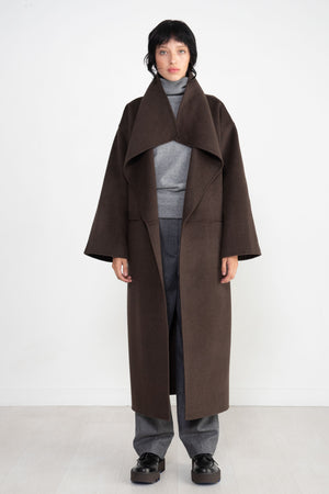 Totême - Signature Wool Cashmere Coat, Chocolate Melange