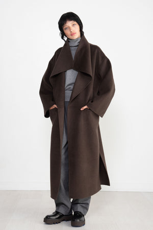 Totême - Signature Wool Cashmere Coat, Chocolate Melange