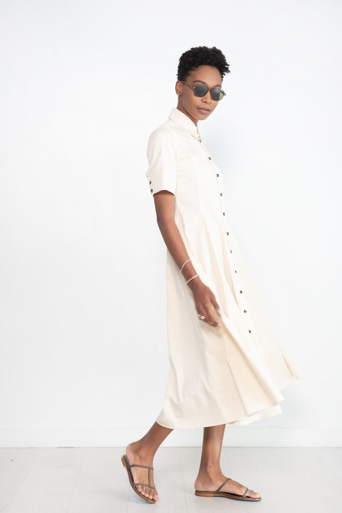 proenza schouler - Silk Cotton Shirt Dress, Ecru