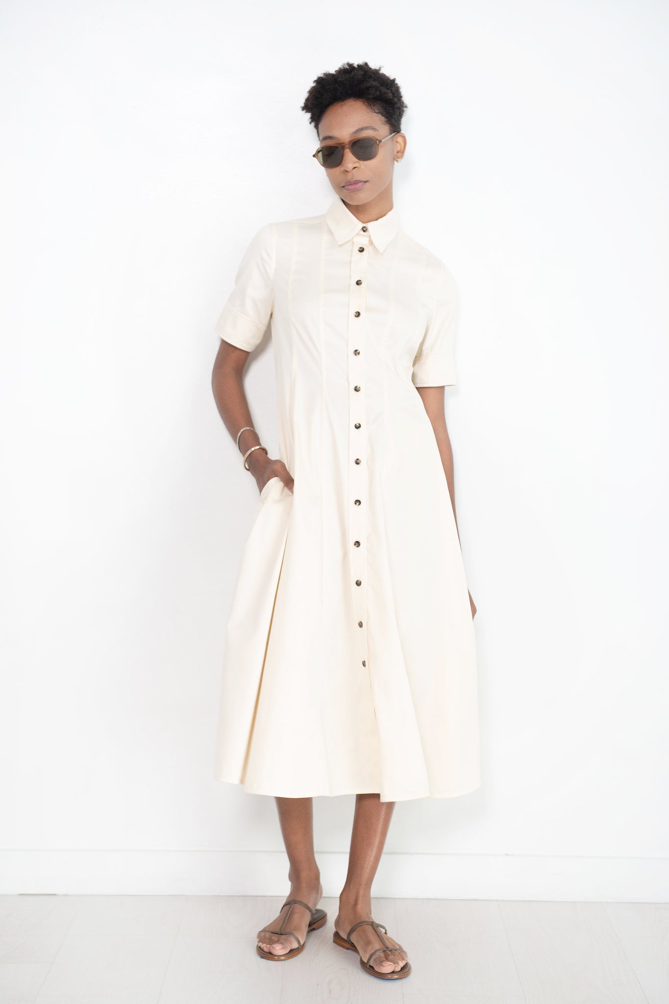 proenza schouler - Silk Cotton Shirt Dress, Ecru
