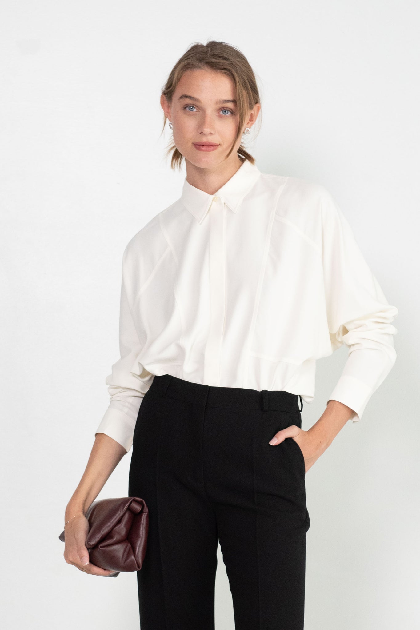 TOTEME - Paneled Silk Shirt, Snow