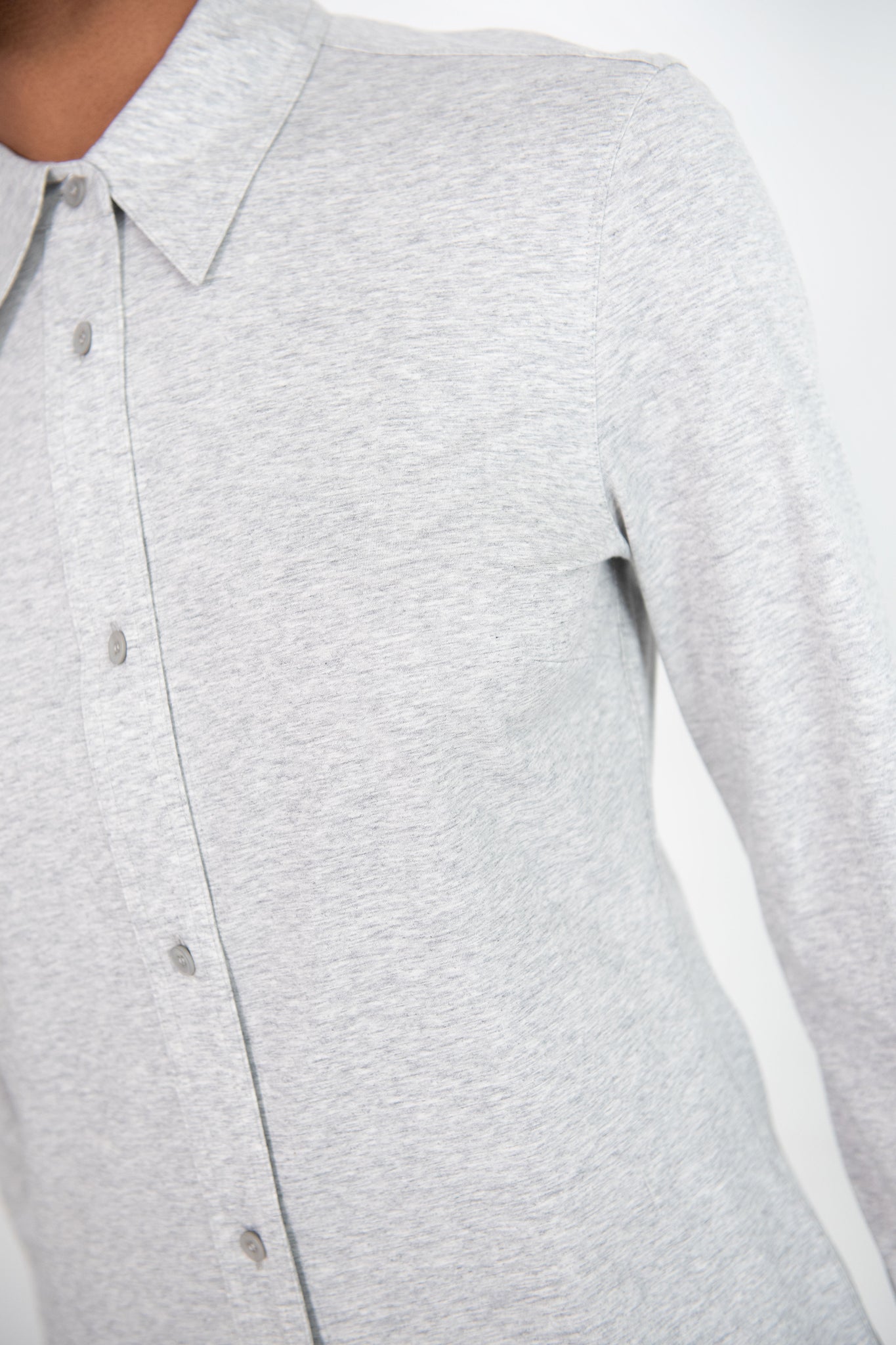 Totême - Slim Cotton-Jersey Shirt, Grey Mélange