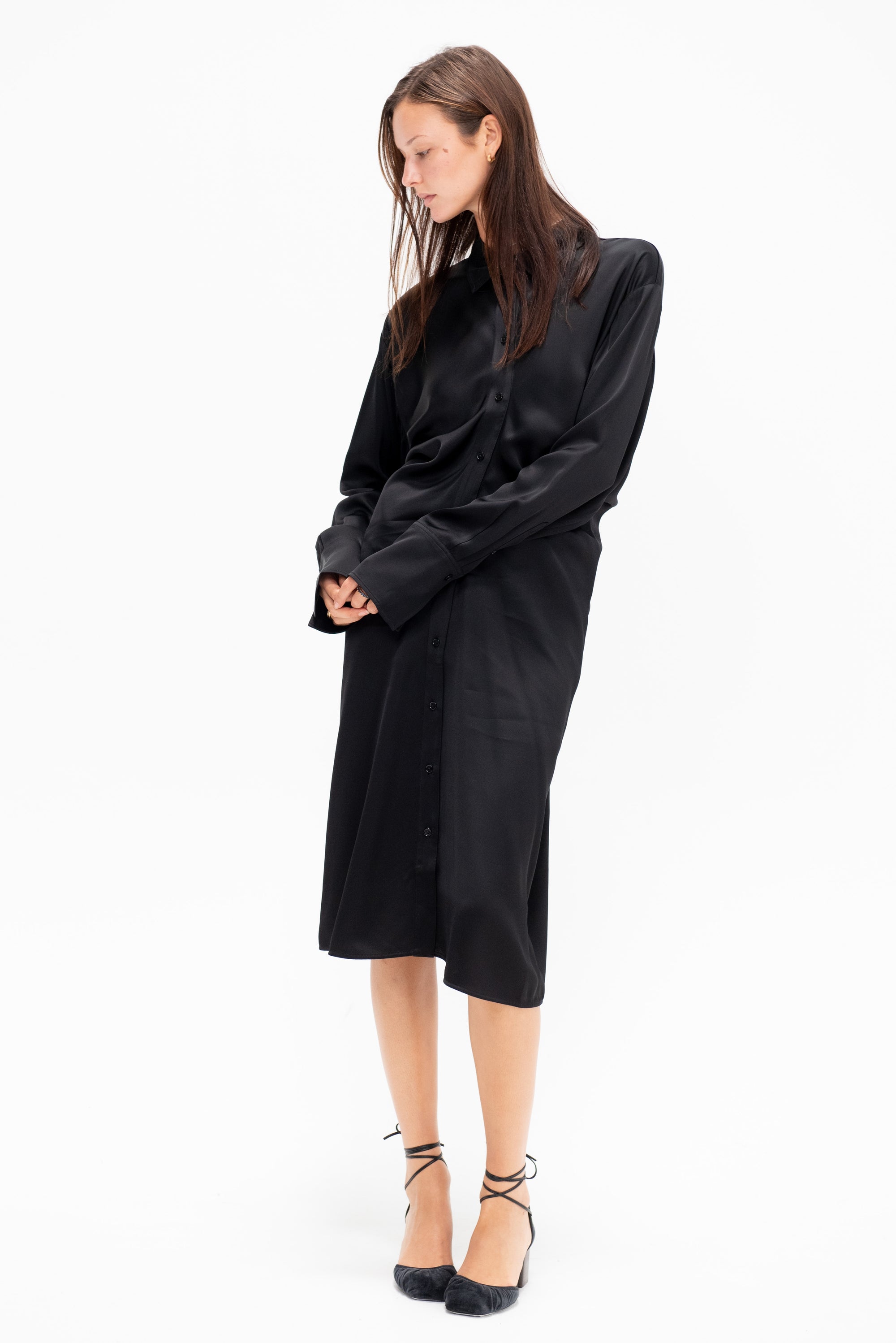 Slouch Shirtdress, Black