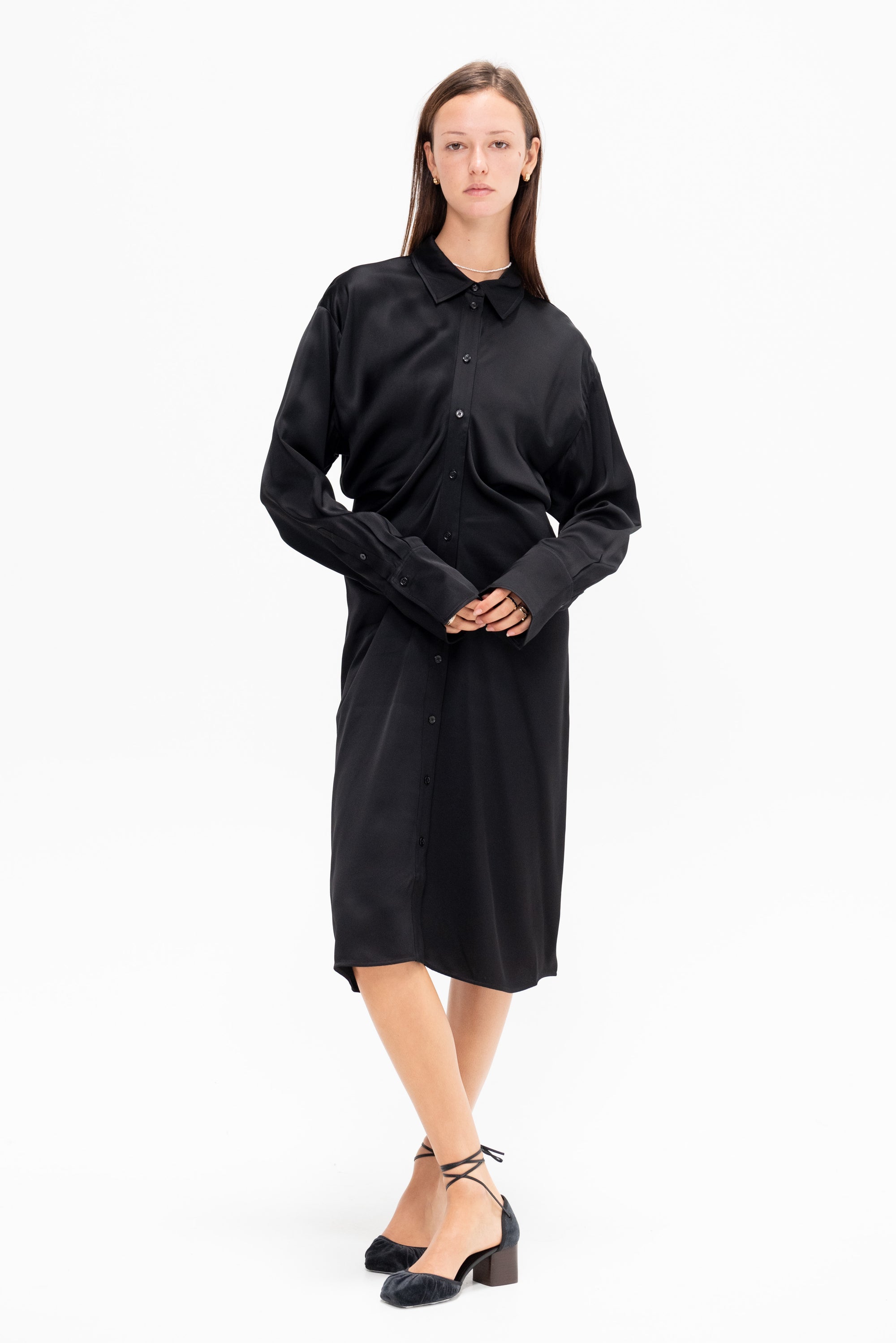 Slouch Shirtdress, Black