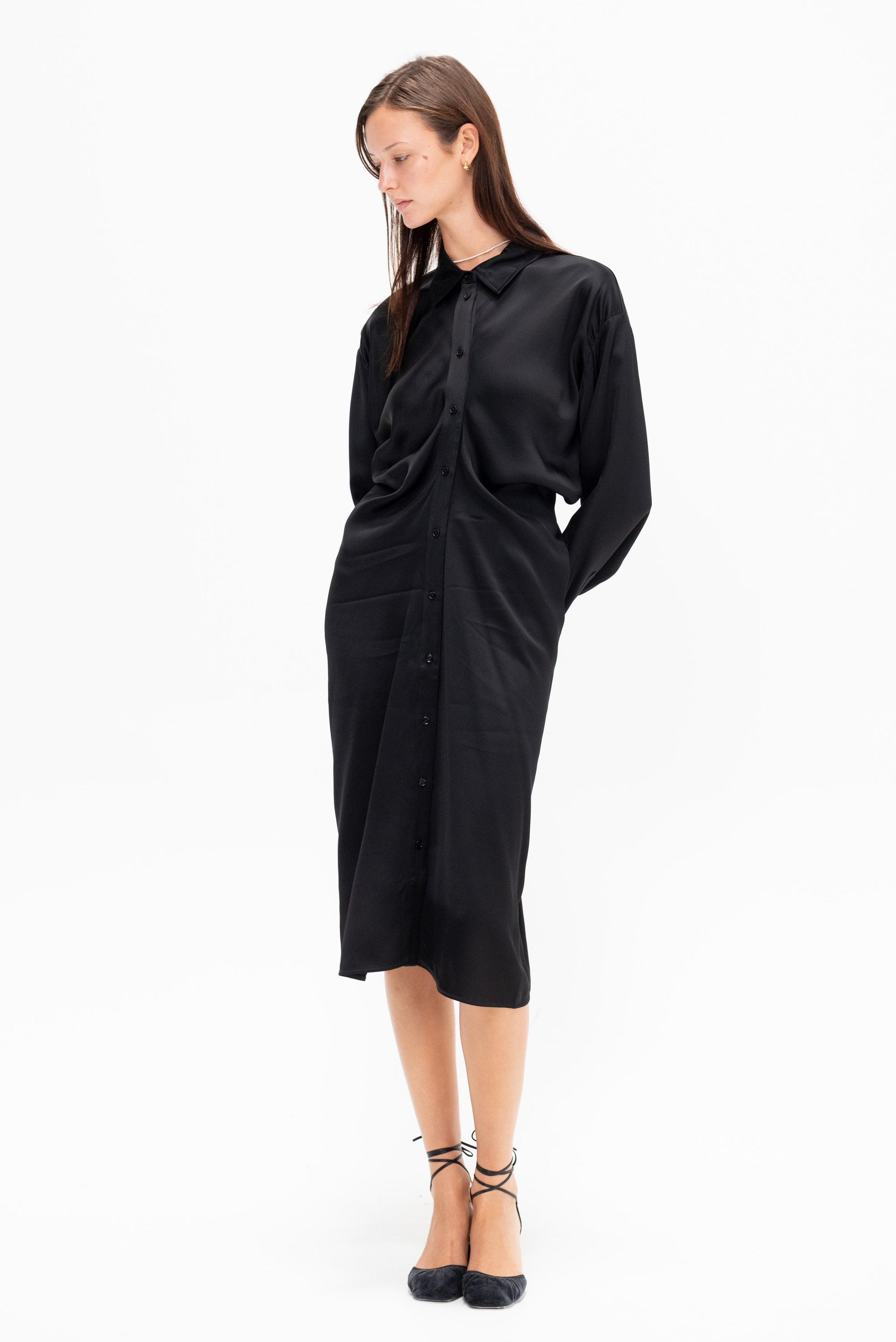Slouch Shirtdress, Black