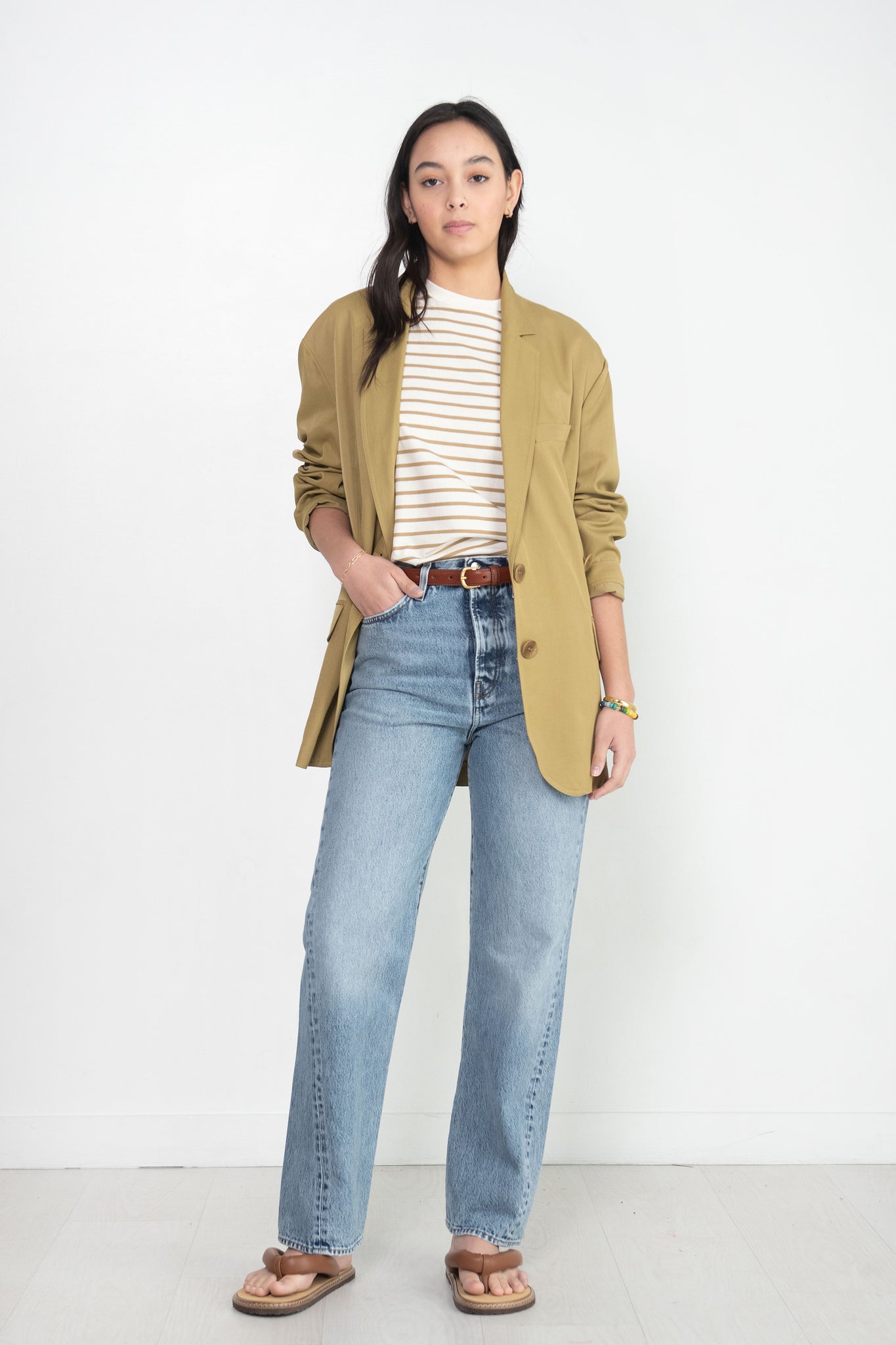 Totême - Straight Cotton Tee, Camel Stripe
