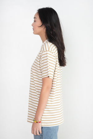 Totême - Straight Cotton Tee, Camel Stripe