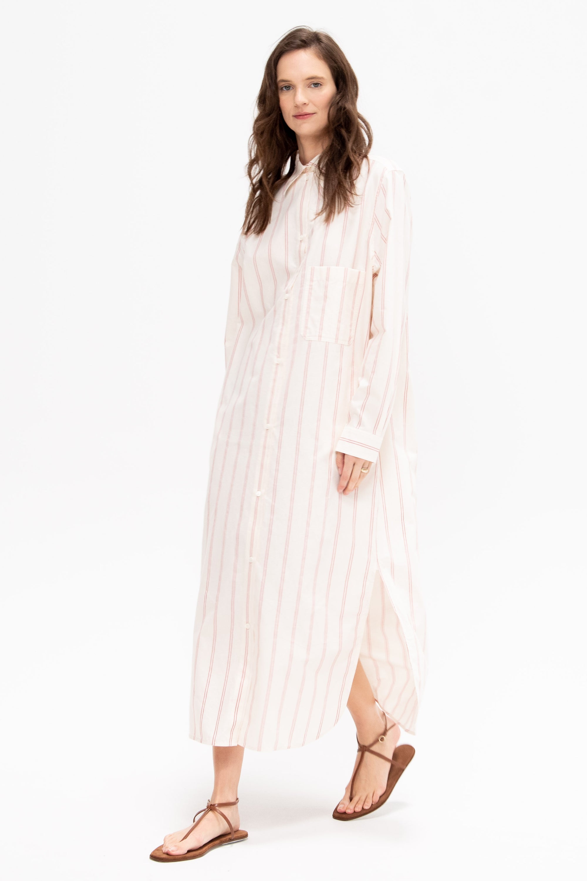 Striped Tunic Dress, Ecru &amp; Blossom