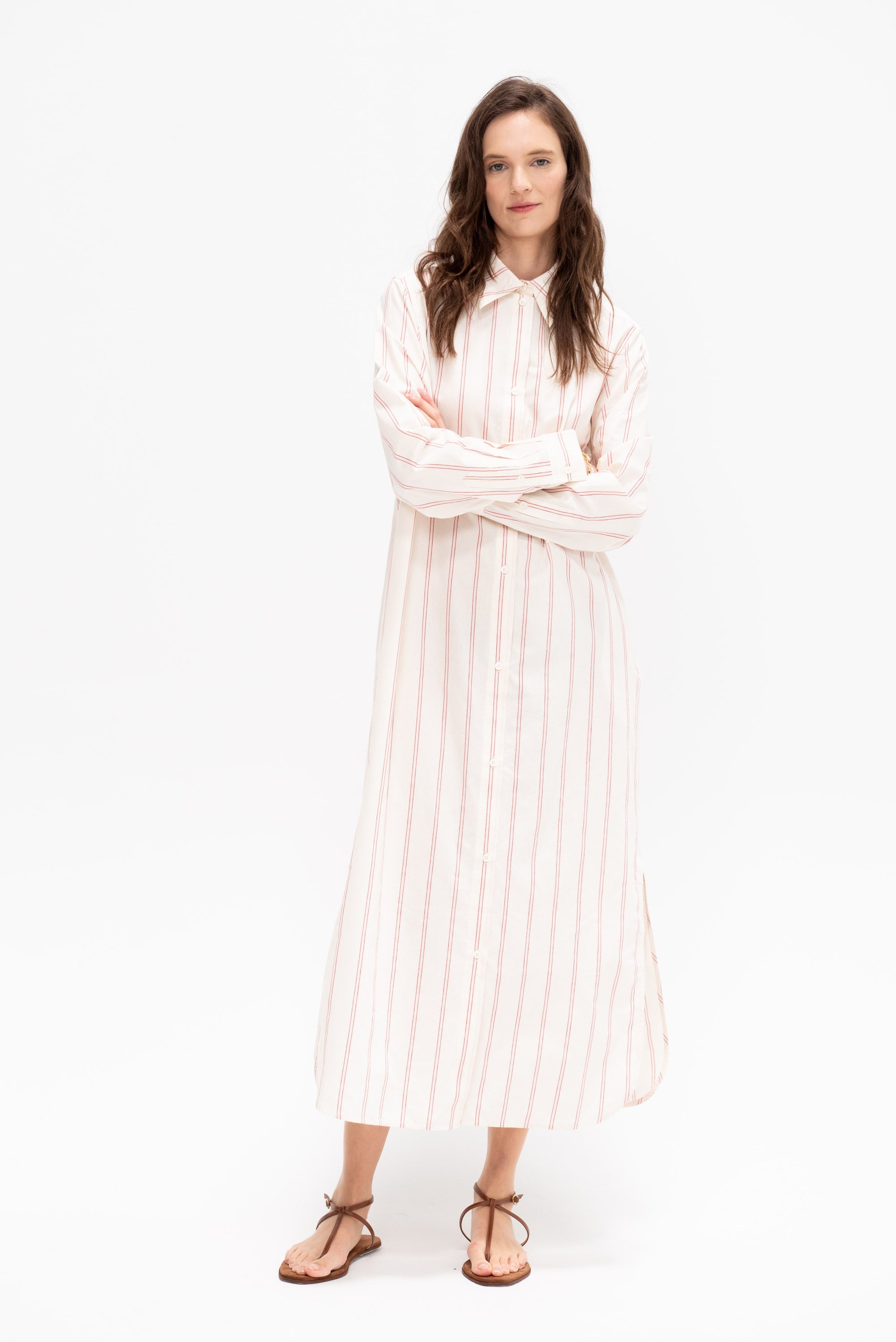 Striped Tunic Dress, Ecru &amp; Blossom