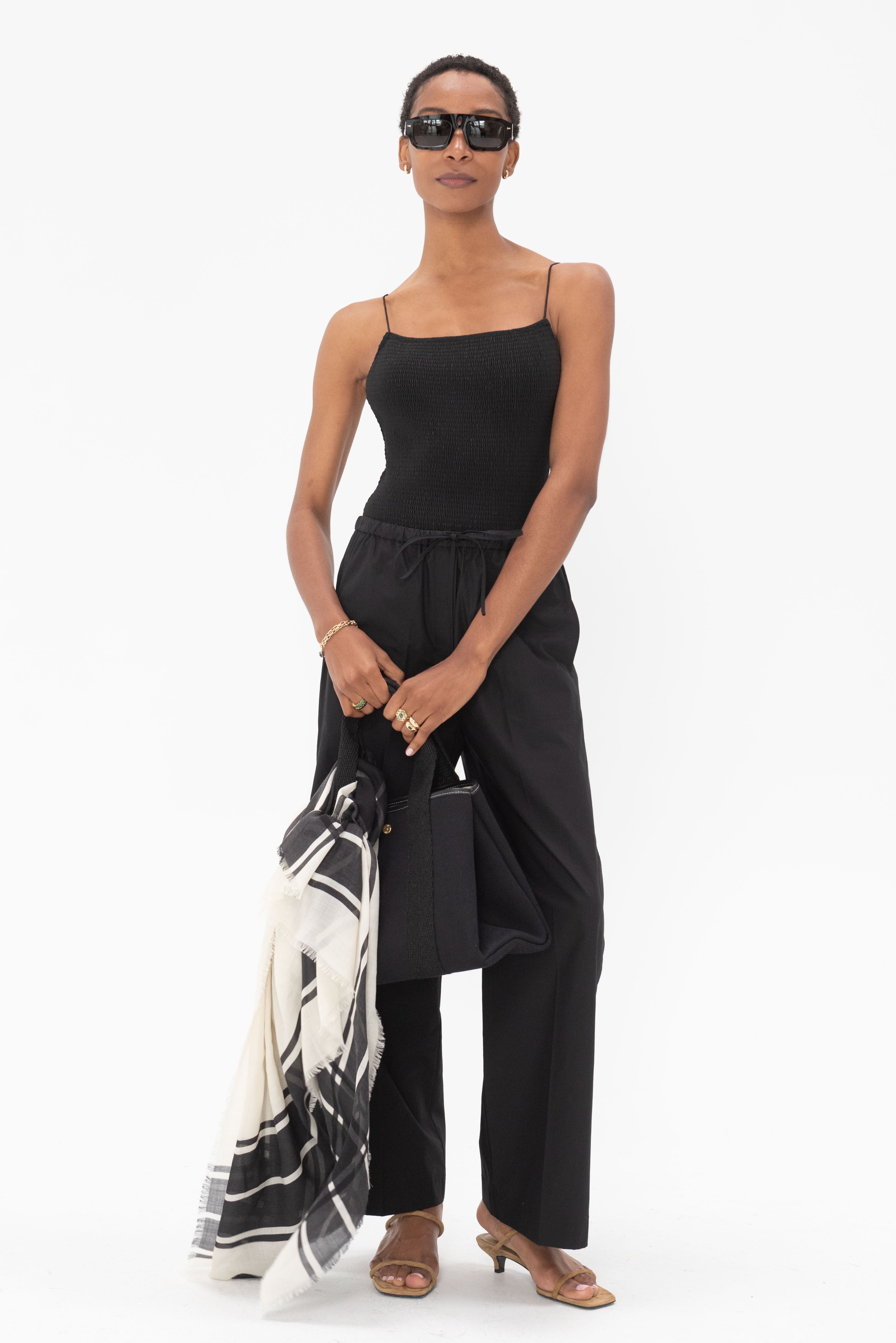 TOTEME SMOCKED SWIMSUIT, BLACK – Kick Pleat