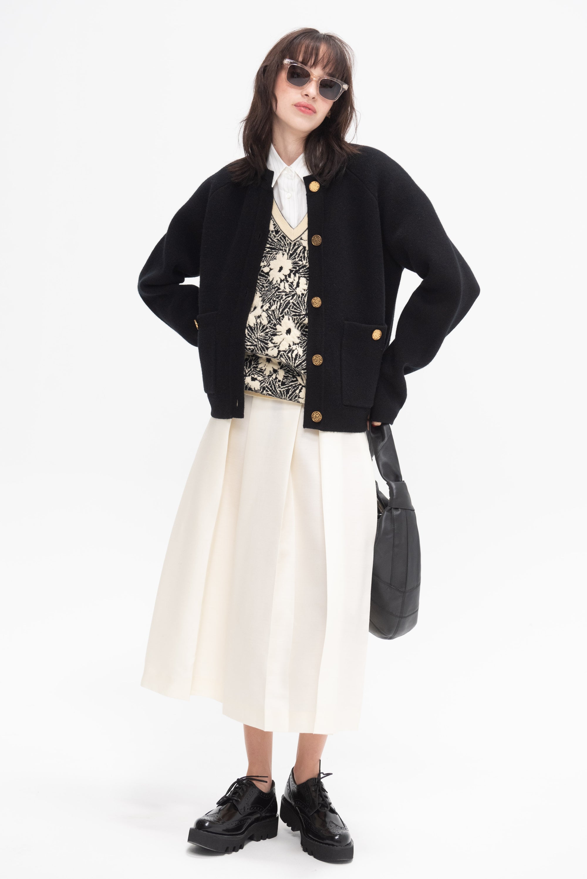 TOTEME - Wool Silk Twinflower Skirt, Macadamia