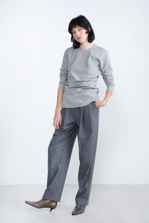 TOTEME - Twisted Flannel Top, Light Grey Mélange