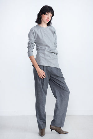 TOTEME - Twisted Flannel Top, Light Grey Mélange