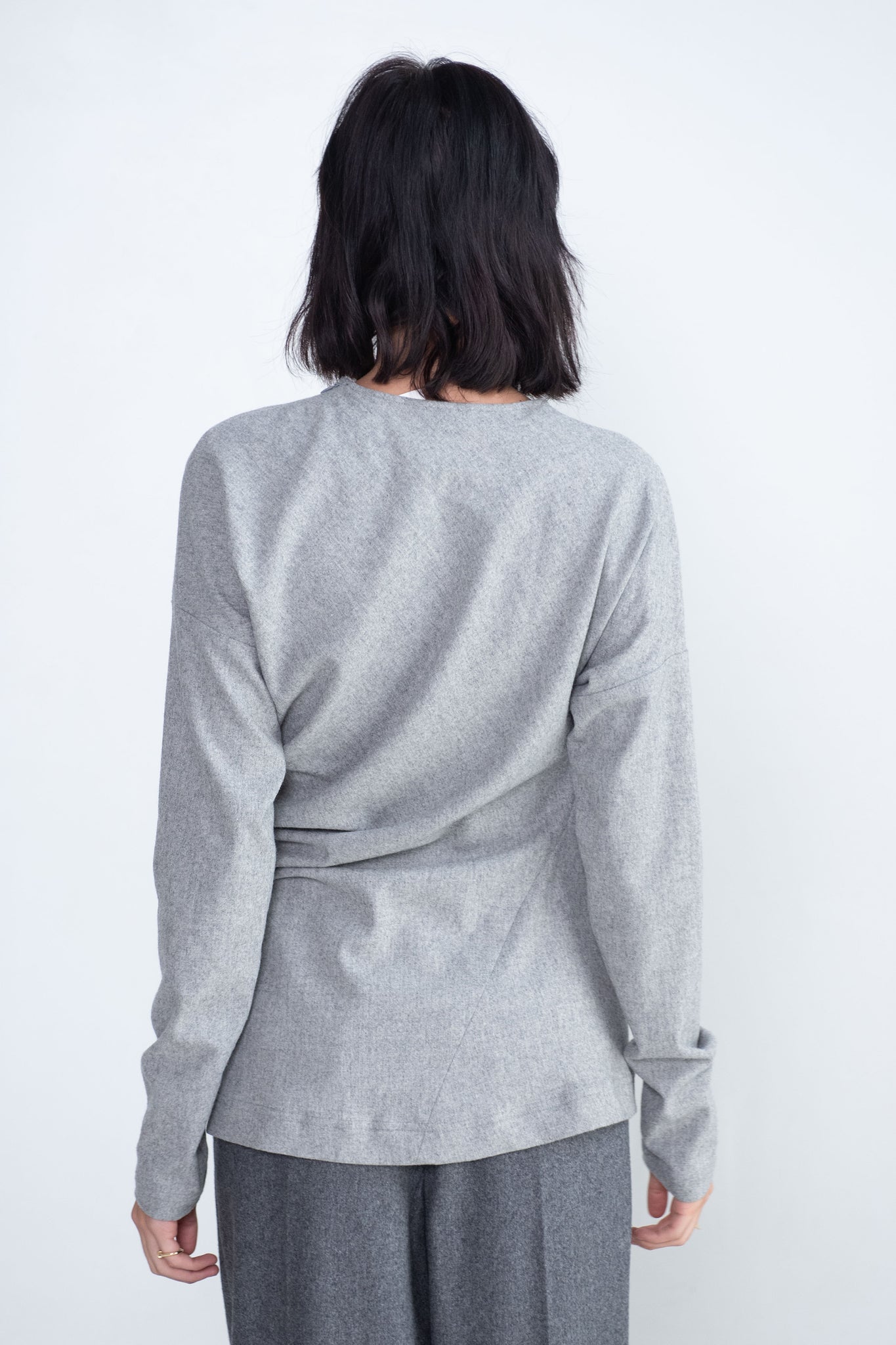 TOTEME - Twisted Flannel Top, Light Grey Mélange