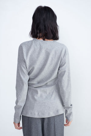 TOTEME - Twisted Flannel Top, Light Grey Mélange