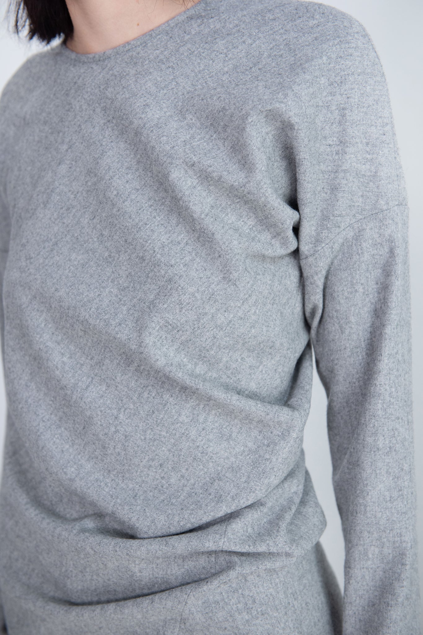 TOTEME - Twisted Flannel Top, Light Grey Mélange