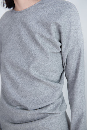 TOTEME - Twisted Flannel Top, Light Grey Mélange