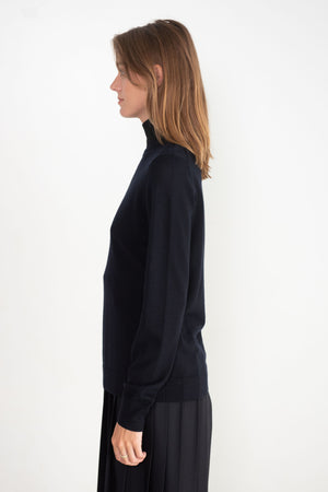 TOTEME - Two-Tone Turtleneck Knit, Navy