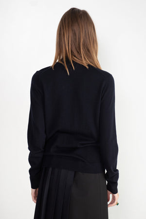 TOTEME - Two-Tone Turtleneck Knit, Navy