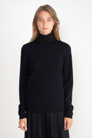 TOTEME - Two-Tone Turtleneck Knit, Navy