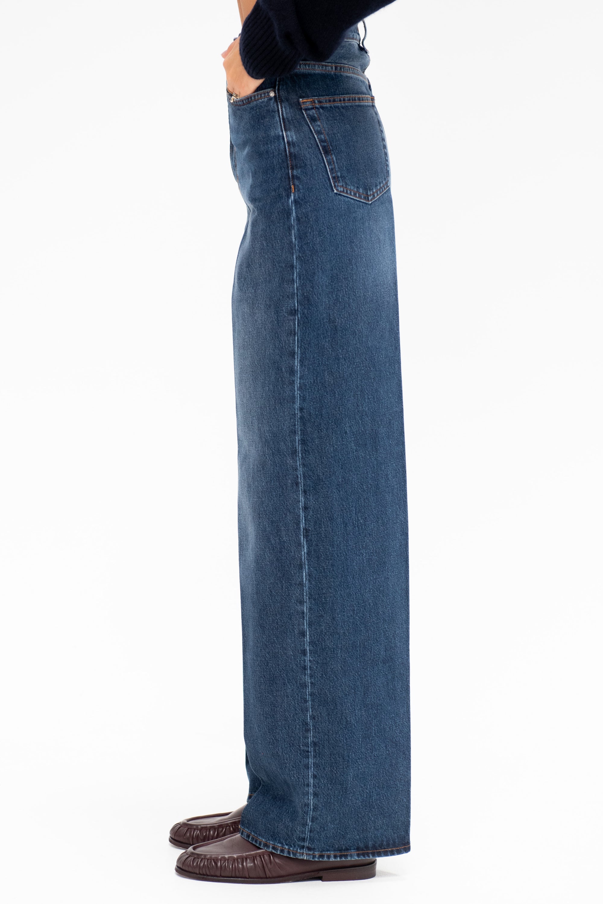 Wide Leg Denim, Dark Blue