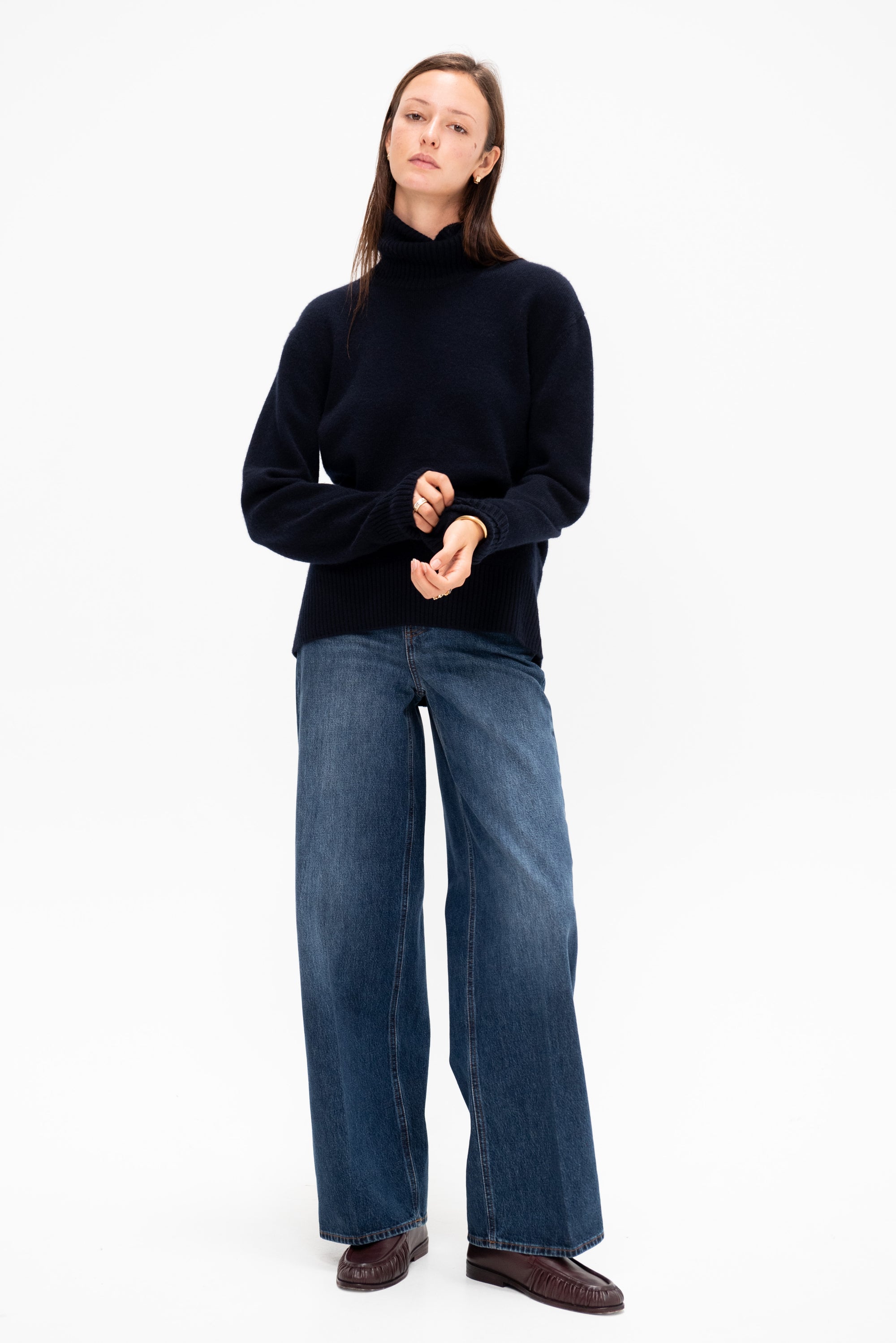 Wide Leg Denim, Dark Blue